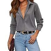 siliteelon Button Down Shirts for Women Dress Shirt Cotton Long Sleeve Collared Shirt Business Work Office Blouse Top