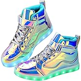 Qimaoo Light Up Shoes Men Women LED Shoes USB Charging Adult High Top LED Sneakers Glow in The Dark Footwear for Dancing Party Festivals