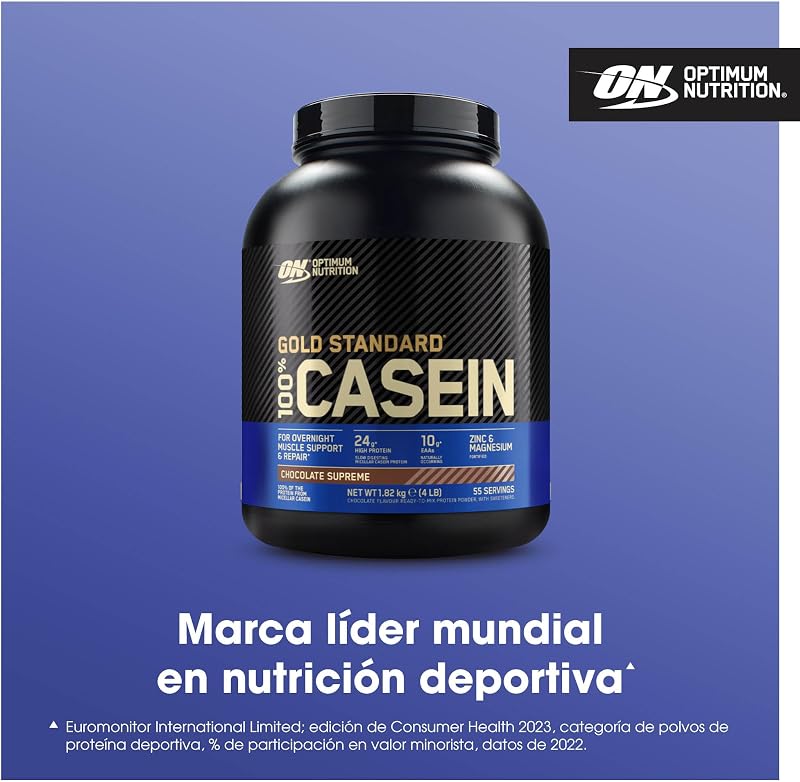Proteína em Pó 100% Caseína Padrão, Sabor Supremo de Chocolate, 1,82kg, 55 Doses