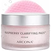 ARCONA Raspberry Clarifying Pads - Raspberry Extract, Witch Hazel, Salicylic Acid + Tea Tree Extracts Cleanse, Clarify + Protect Skin - 45 Pads, Made in The USA