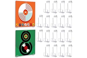 Kalami 18 Pcs Vinyl Record Shelf Wall Mount Self Adhesive, Clear Acrylic Record Holder Racks No Drill for Double LPs Album Covers