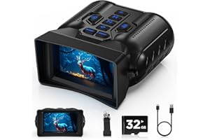 WISHBETY Night Vision Goggles,4K Night Vision Binoculars for Adults, 10X Zoom & 9-Level Infrared,32GB TF Card Included, Photo & Video Recording, Ideal Gift for Wildlife Watching, Hiking or Camping