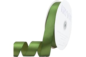 KRYVUS Olive Green Satin Ribbon 1 inch X Continuous 100 Yards, Single Face Polyester Ribbon Perfect for Gift Wrapping, Flower Bouquet, Wedding Decor, Crafts, Bow Making, Sewing and More