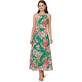 Adrianna Papell Womens Floral Chiffon Halter Dress