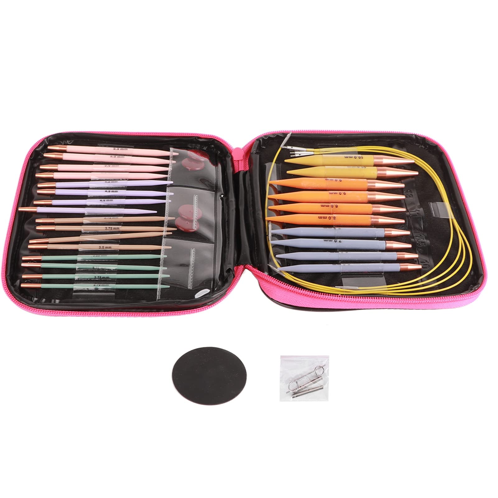 Circular Knitting Needles Set, 13 Pairs Interchangeable Needles with Zipper Storage Case for 2.75mm to 10mm Projects Lightweight Durable Aluminum