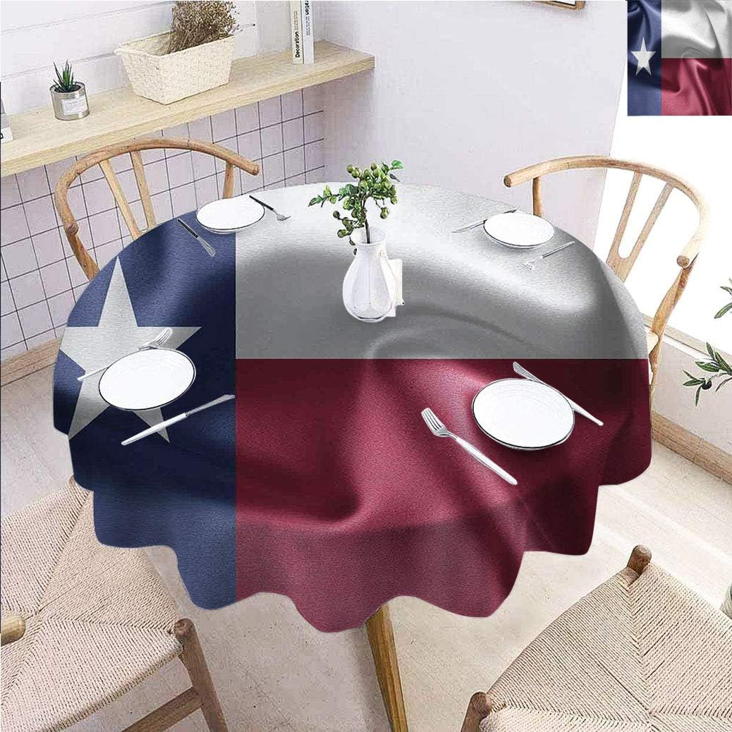 Western Decor Round Tablecloths Diameter 70", State of Texas Flag Star