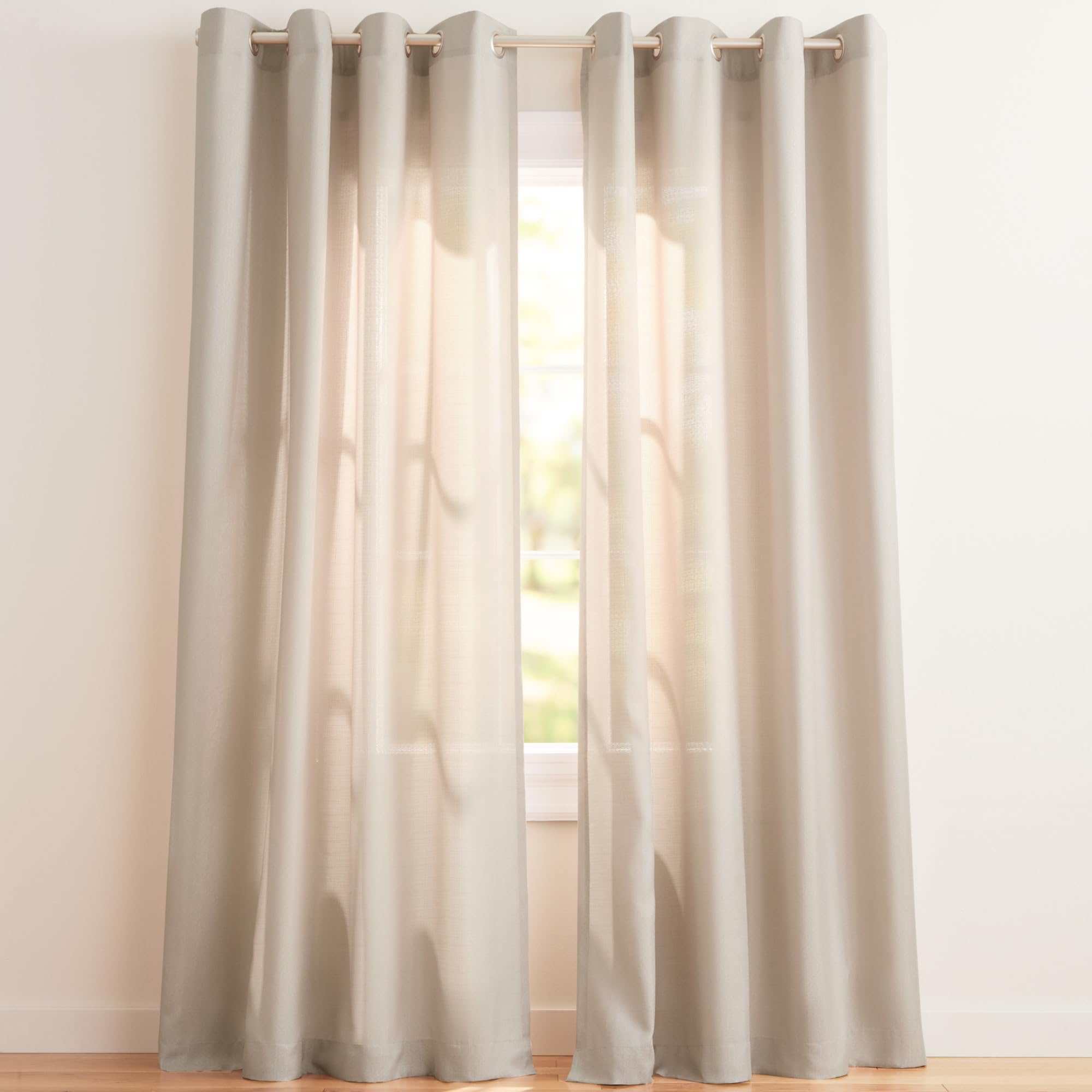 Exclusive Home Loha Linen Grommet Top Curtain Panel Pair, 54"x96", Beige — image 1