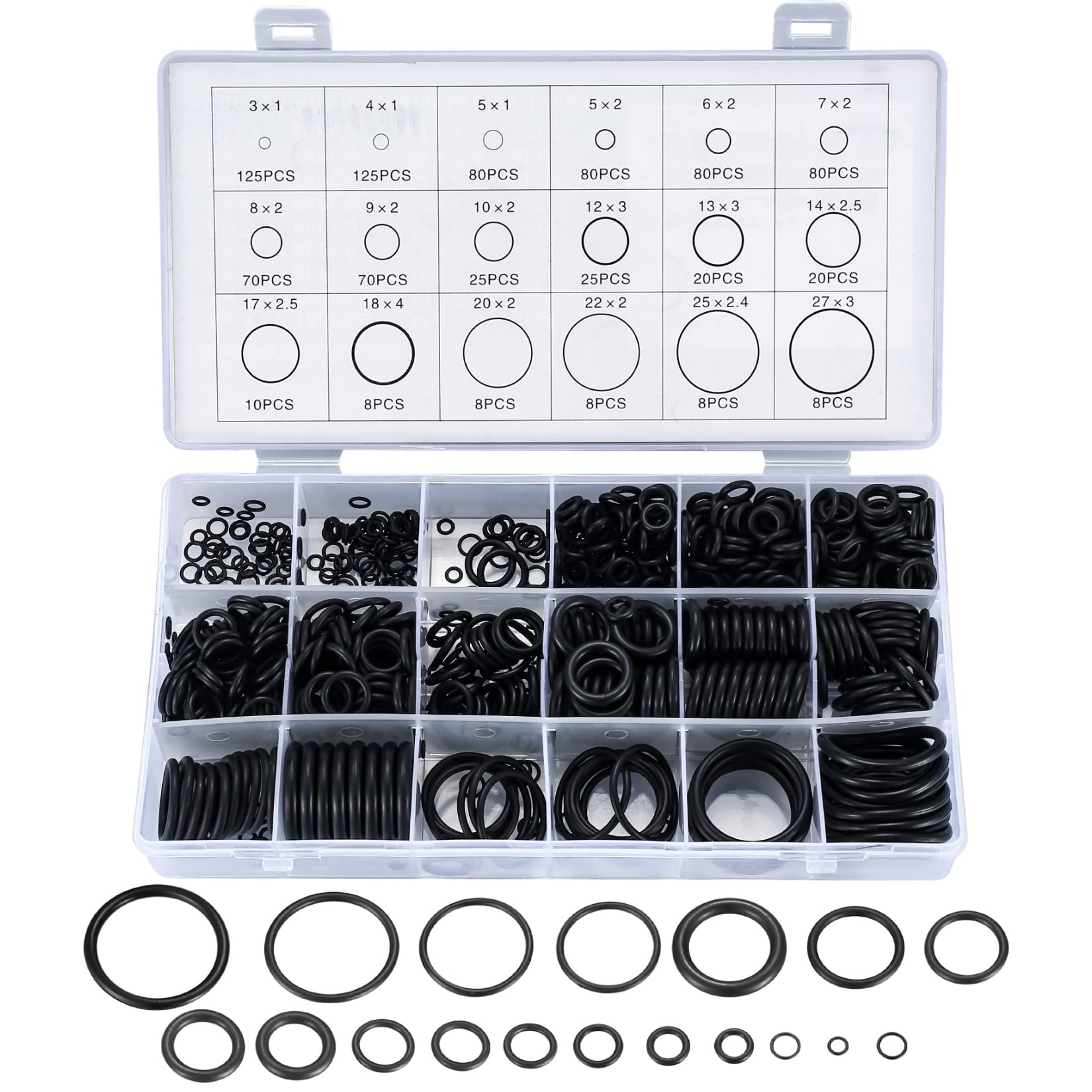 KOXXIAMOQ 850 Pcs O-Ring Gasket Assortment Kit, Rubber O Rings Rubber Assorted Seal Kit, Kitchen Tap Washers Seals Spacers O Ring Set for Mixer Taps Plumbing Gasket Washers