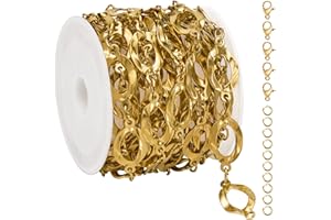UMAOKANG 2 Meters Stainless Steel Gold Plated Chains for Jewelry Making Hollow Oval Chain Bulk on Spool