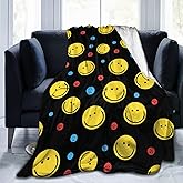 Smiley Face Throw Blanket Soft Smiley Fleece Blanket Men Women Gift for Kids Boys Girls for Party Couch Sofa Bed Deco Blankets 50x40 Inches