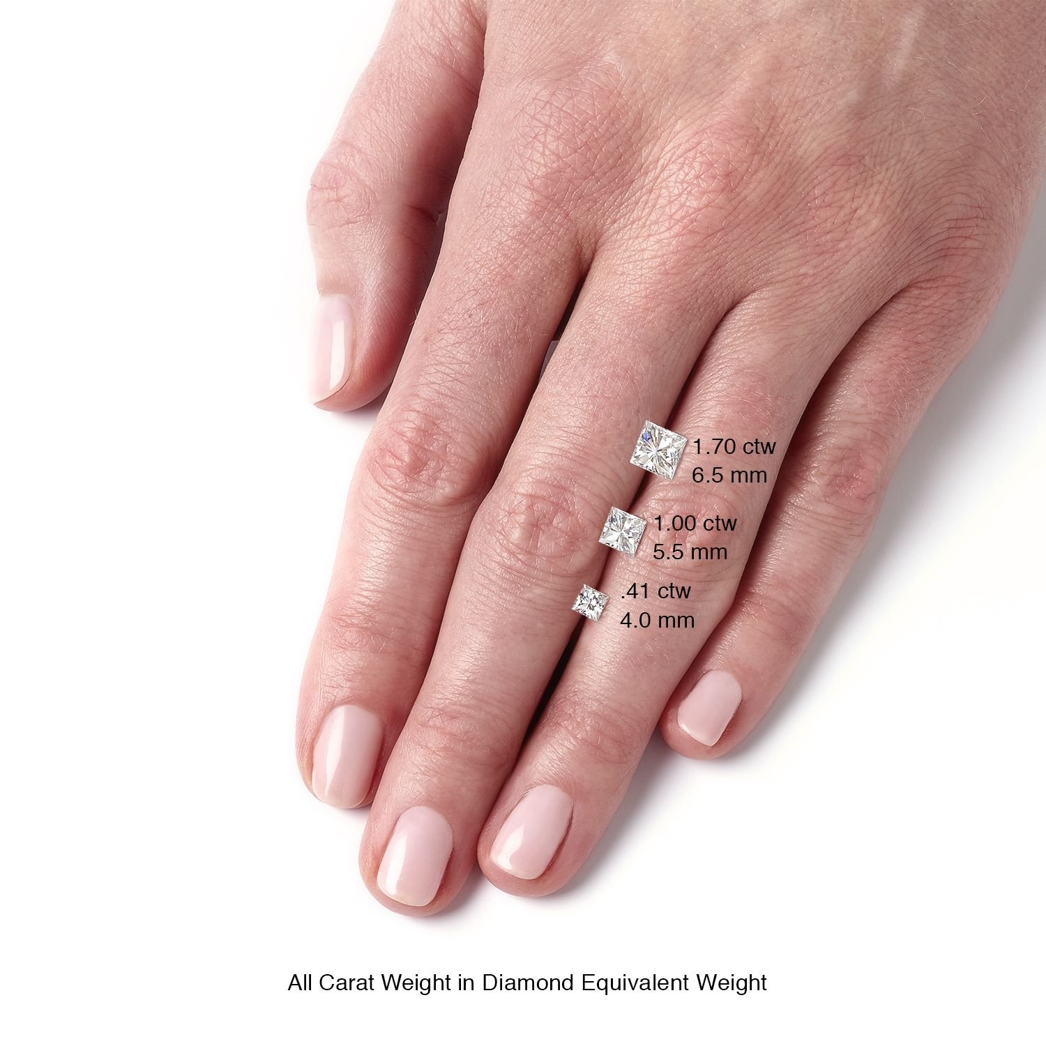 Forever One Square 6.5mm Moissanite Bypass Ring-size 6, 1.70ct DEW (G-