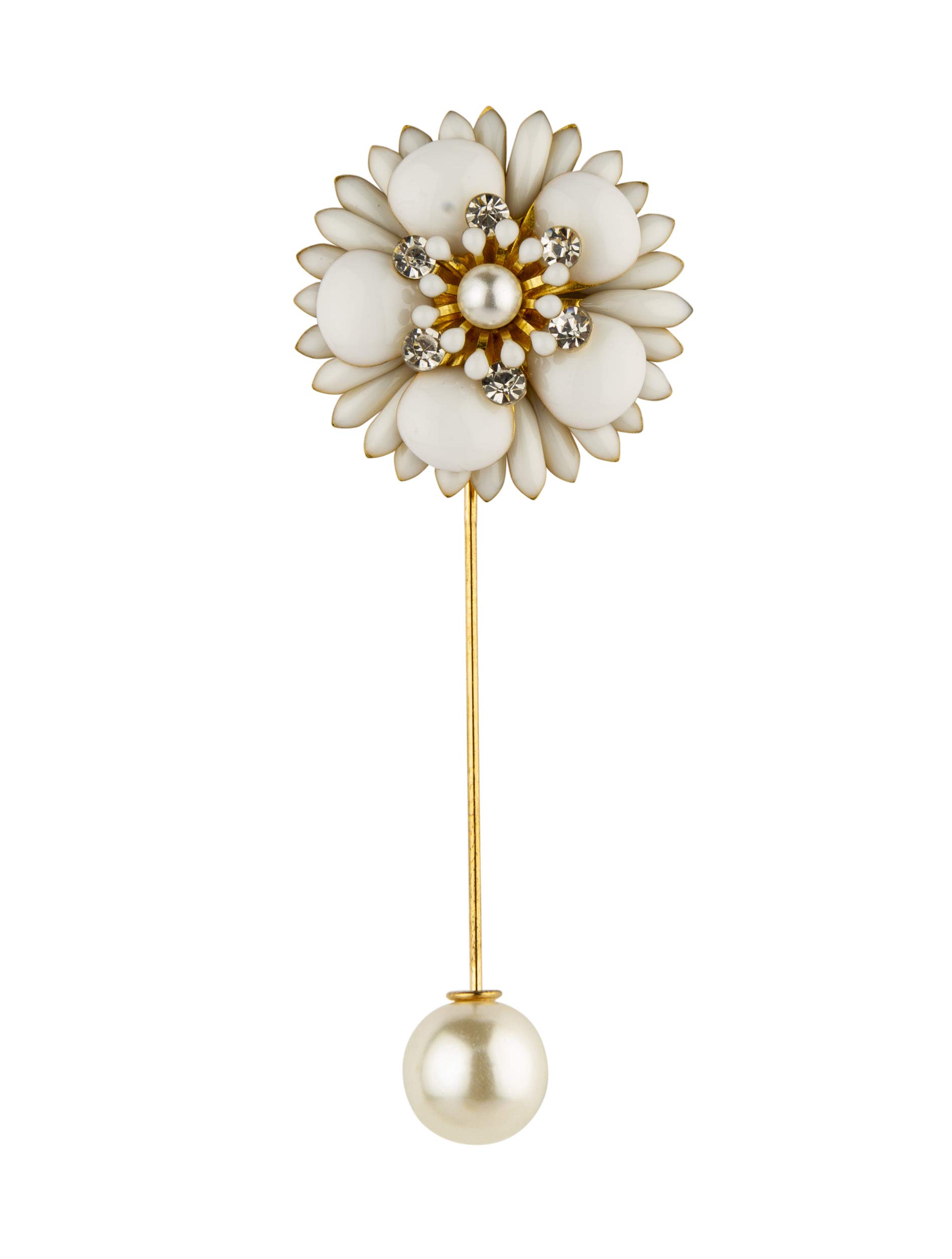 Brooch Lapel Pin for Men Flower Pearl Stone Detailing Lapel Pin Badge Coat Suit Wedding Gift Party Shirt Collar Accessories