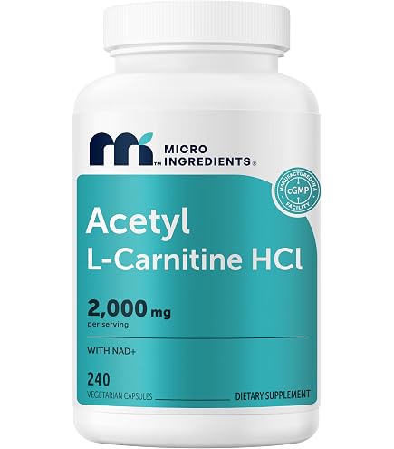 Micro Ingredients Acetyl L-Carnitine (ALCAR) 1,000 mg Per Serving, 240 Softgels | 2-in-1 Formula with Alpha Lipoic Acid | Made with MCT Oil