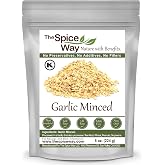 The Spice Way Minced Garlic 8 oz Bulk Dehydrated Coarse Dried Garlic Flakes | Visible-piece minced garlic for soups, sauces a