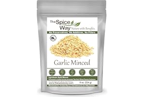 The Spice Way Minced Garlic - 8 oz - US Grown whole bulk dehydrated dried garlic flakes, more coarse than dry powder