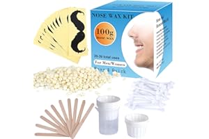 Auperwel Nostril Waxing Kit, 100g Wax, 20 White Stick Applicator, 15 Mustache Guards, 10pcs Paper Cup for Men Women, Safe Easy Quick Hair Removal, Instant Nose Ear Hair Solution, 15-20 Times Usage