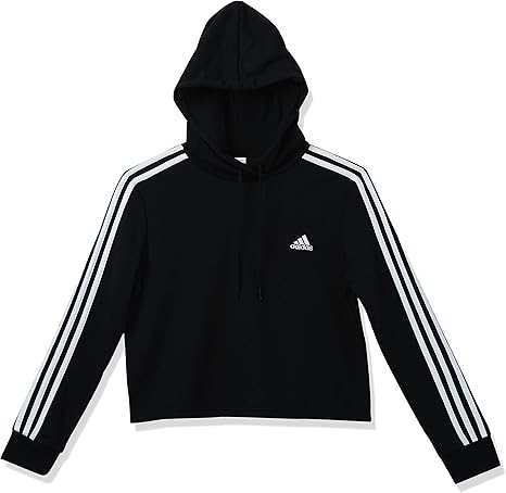 adidas 3 stripe orange crop hoodie