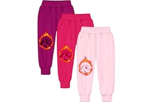OYJ Girls Sweatpants Fleece Joggers for Girls Sweat Pants with Pockets Athletic Winter Track Pant for Toddler Kid Teen 3 Pack