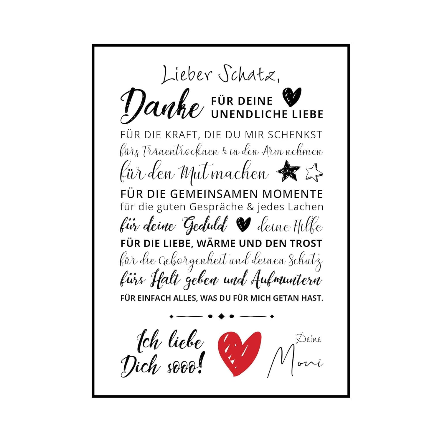 Danke Sagen An Meinen Schatz Danke Schatz | Personalisiertes Poster | Geschenk | Freund | Freundin