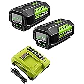 HOCHSTERN 2Pack 7.5Ah Replacement for Ryobi 40V Battery and Charger Lithium-Ion Battery Compatible with Ryobi 40 Volt Batteries Cordless Tools(Green)