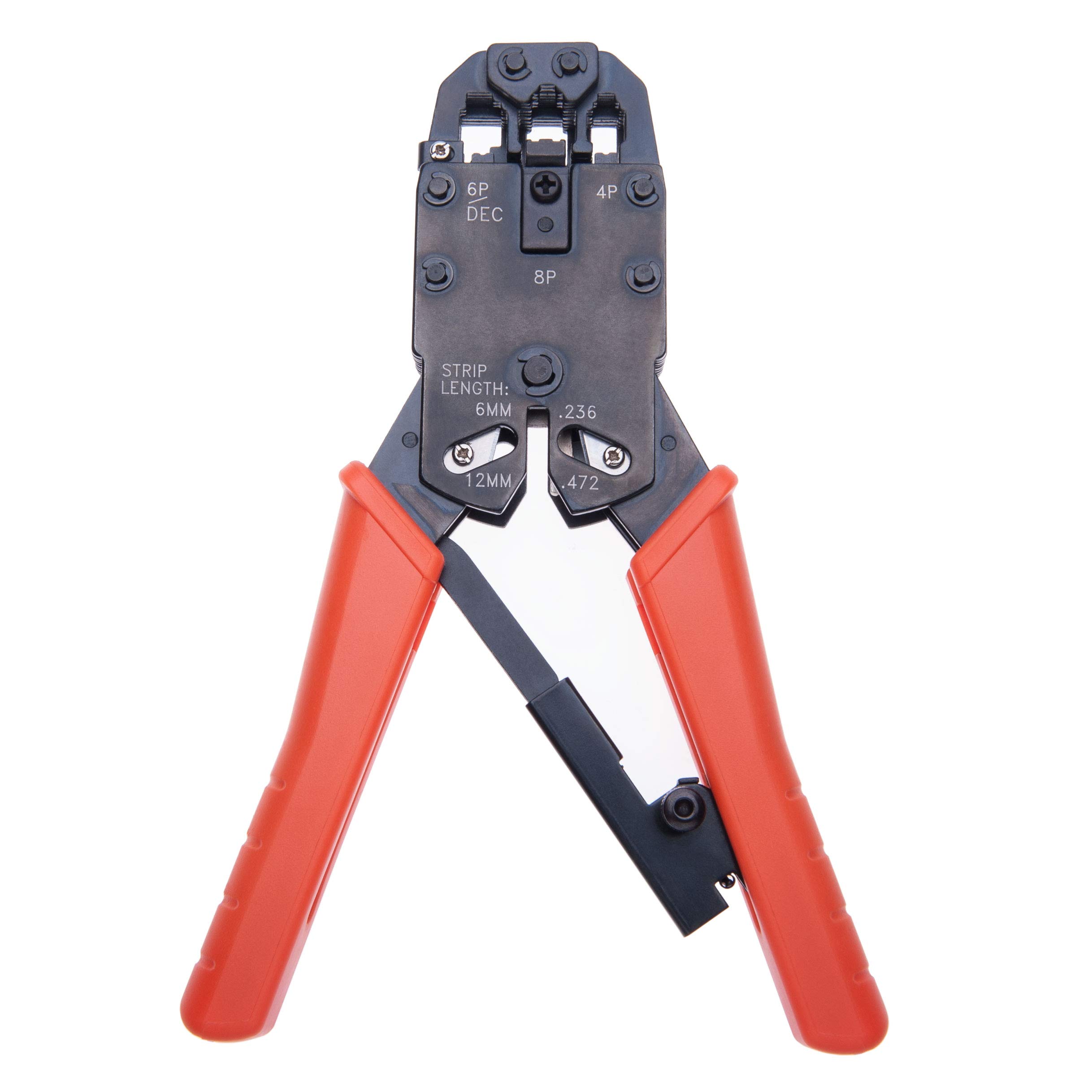 Crimping Tool Wire Crimper Plier Ratchet Cable Cutter for 4P, 6P, 8P / RJ-10, RJ-11, RJ-12, RJ-45 / Cat5, Cat5e, Cat6, Cat6e, Cat7 Cables | Wire Stripping Crimp Cutting Tool Hand Tools Stripper Cutter