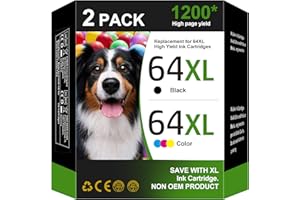 INKTRACK 64XL Black/Tri-Color Ink Cartridges (2-Pack) for HP Ink 64 HP64 for HP 64XL Ink Cartridge Combo Pack Works with Envy Photo 6220 6230 6252 6255 7120 7155 7158 7855 7858 Tango Series Printer | X4D92AN