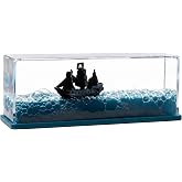YimiBloss Unsinkable Black Pearl Pirate Ghost Ship in a Fluid Drift Bottle | Never Sink Ghost Pirate Ship Motion Ocean Wave Desk Ornament for Home Office Decor Unique Gifts for Men Nautical Pirate Lover