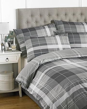 Riva Home Clubhouse Check Bettwäsche-Set (Kingsize) (Graphit)