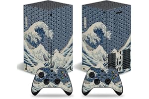 CXWITHY Skin Sticker for Xbox Series X Console and Controllers, Video Game Console Vinyl Decal Protective Wrap Cover Compatible with Xbox Series X Skin Set (Sea Wave)