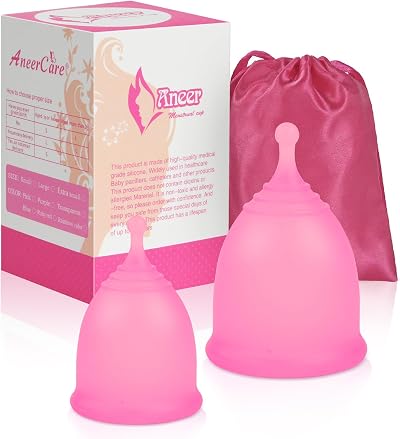 ACWOO Menstrual Cup Set 2PCS S & L Medical Grade Silicone Reusable