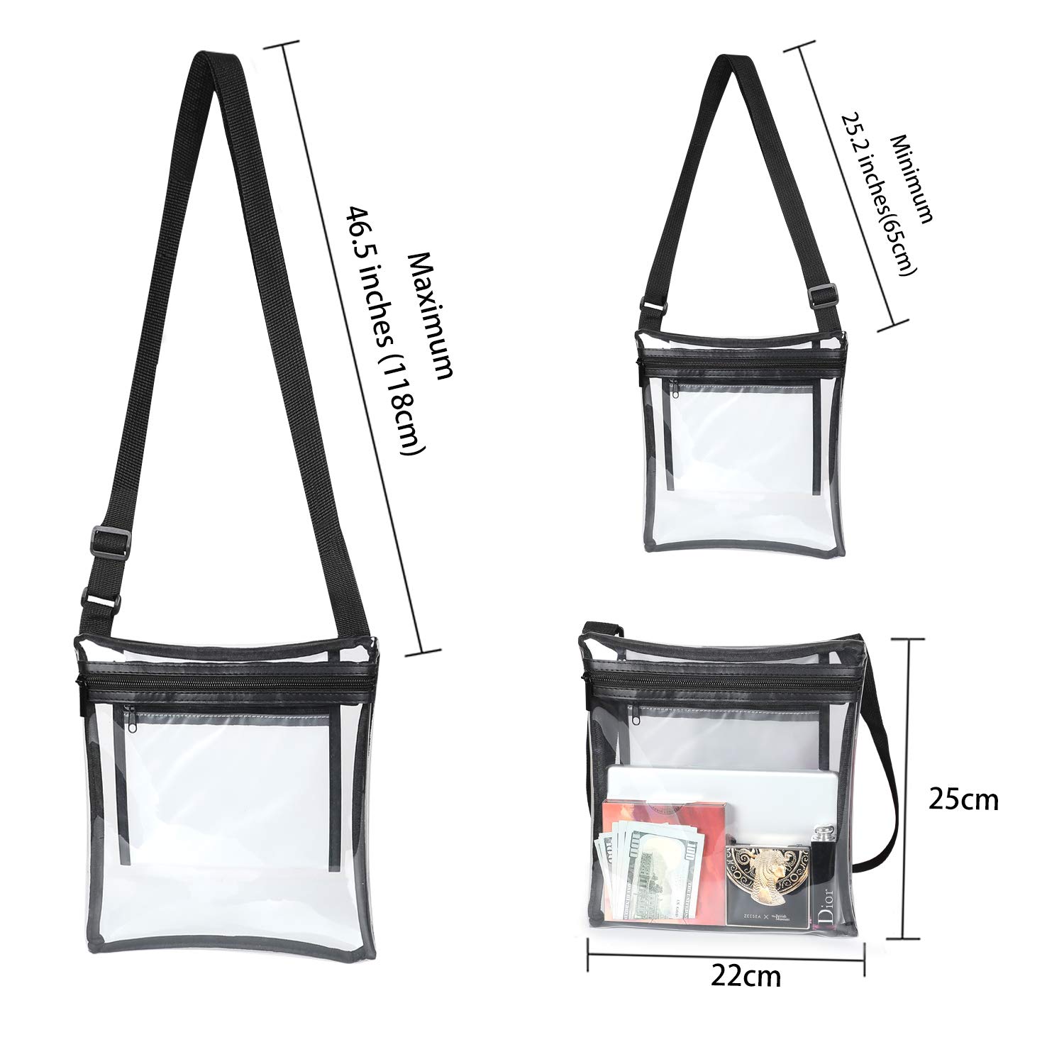 2 Pack Clear bag Stadium Approved See Through Bag for NFL, PGA, NCAA, Concert
