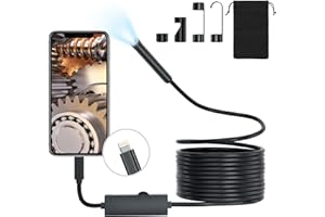 Kansmart Endoscope Camera with Light iPhone Borescope Inspection Camera, 1920p HD, Adjustable 8 LED, Waterproof 7.9mm Probe,16.4ft Semi-Rigid Snake Camera for iPhone Cool Gadgets for Men 2023
