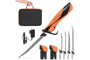 KastKing Speed Demon Pro Lithium-ion Electric Fillet Knife - Cordless Rechargeable Fishing Knife with 4 Blades, High Torque Motor with Extended Battery Life, Ergonomic Handle and Custom Carry Case