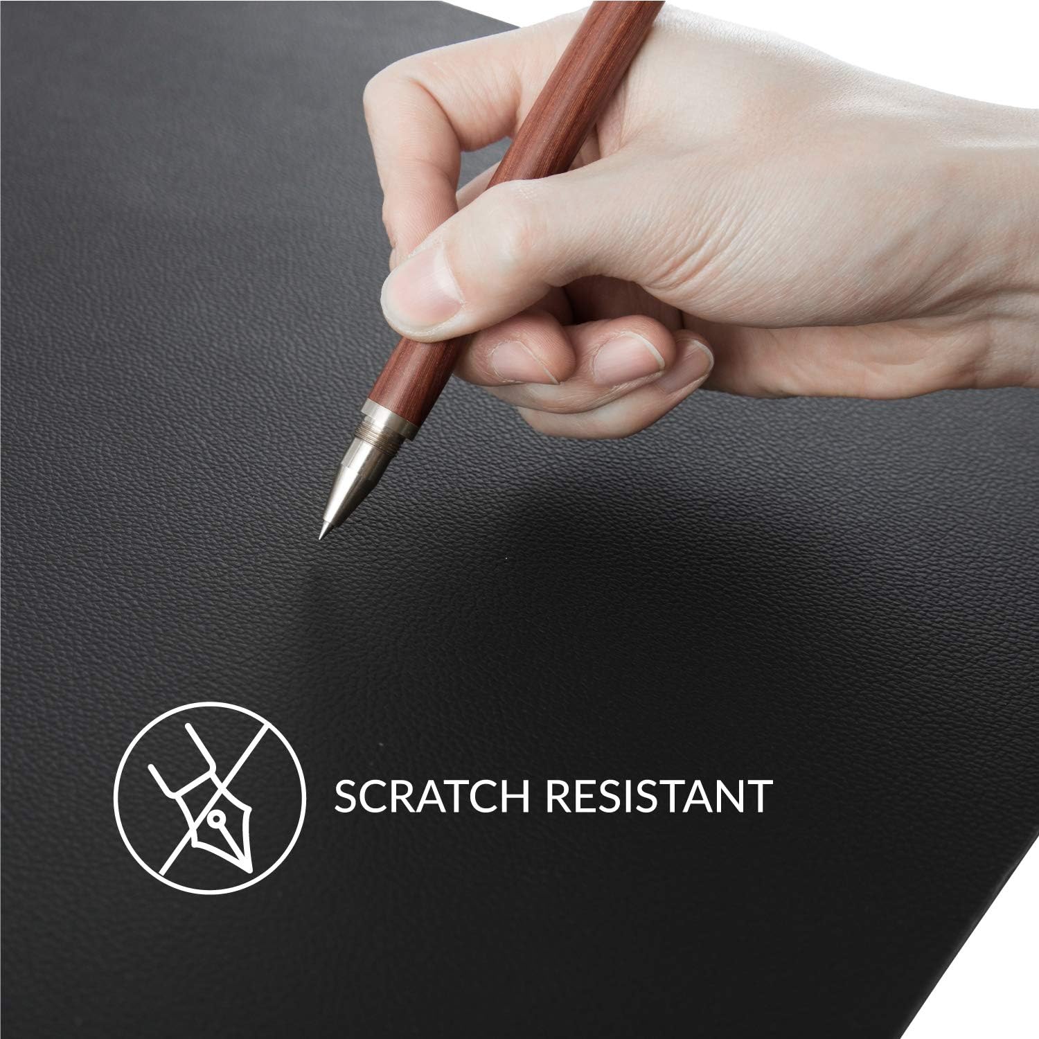 Bedsure Genuine Leather Desk Pad, Office Desk Mat Blotter on top of desks, Large Computer Desk Mat, Waterproof Non Slip Desk Pad Protector for Office and Home (Black, 17x35 inches) : Office Products