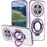 Wousunly Compatible with Honor Magic 7 Lite Case with Magnetic Stand, for Honor X9c Phone Cases Silicone Transparent Accessories Funda Shockproof Luxury Protective Original Cover (Purple)