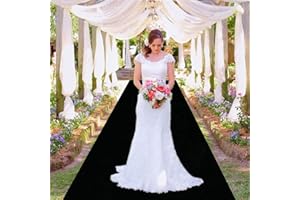 MODFUNS Black Aisle Runner Wedding Runner Aisle Outdoor 5x20FT Velvet Wedding Carpet Runners with Carpet Tape Vintage Party Runway Rug Walkway for Ceremony Hallway Decoration