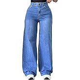FairBeauty Women's Straight Leg High Waist Baggy Denim Jeans Loose Boyfriend Casual Stretchy Jeans