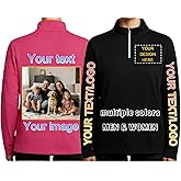 Custom Quarter Zip Pullover for Men Women Design Your Own Zip Sweatshirt Personalized Casual Long Sleeve Polo Shirt, S-4XL