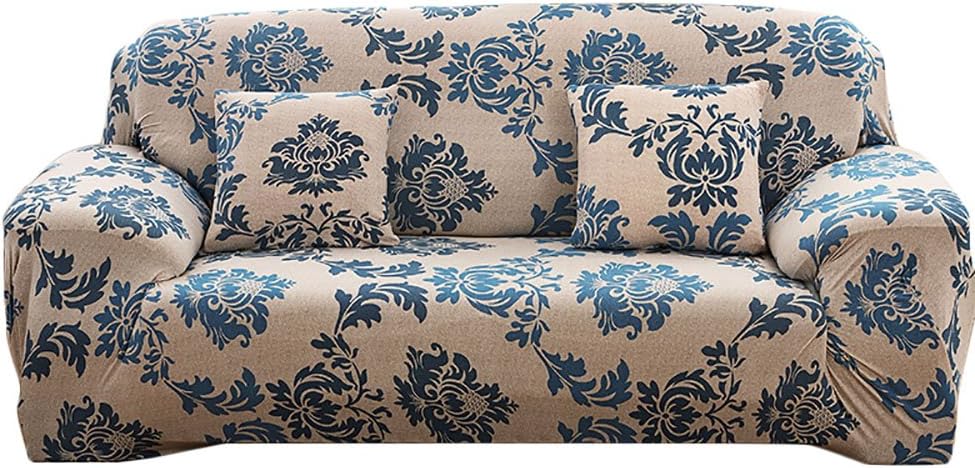 NovaDecor Sofa Cover 2 Seater Stretch Elastic Polyester Fabric Soft Couch Cover Floral Print Slipcover
