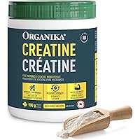 Organika Canadian-Made Creatine Powder- Pure Micronized Creatine Monohydrate - Helps Build Lean Muscle, Increase Strength, an