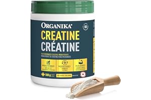 Organika Canadian-Made Creatine Powder- Pure Micronized Creatine Monohydrate - Helps Build Lean Muscle, Increase Strength, an