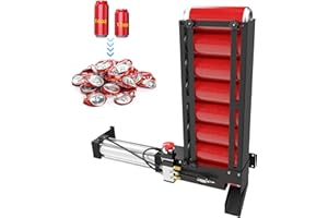 NEWPO Pneumatic Can Crusher With Hopper, Automatic Air Power Recycling for 12-16 oz Soda Cans - Black