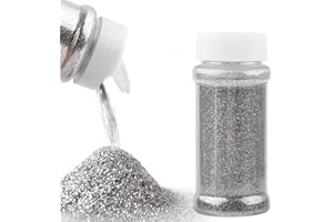 DSHIJIE Ultra Fine Glitter 80g/2.8oz Craft Glitter Powder,Resin Glitter Powder Sequins Flake,Metallic Iridescent Glitter for DIY Crafts, Nail Art, Hair Face Body, Epoxy Resin, Painting, Festival Decor(Sliver)