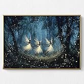 Fairy Pictures Wall Art Fantasy Forest Canvas Print Fairy Tale Artwork Black Fairies Picture Vintage Dark Academia Cottagecore Artwork Enchanted Forest Poster Fairies Tree Decor Room 16x24in No Frame
