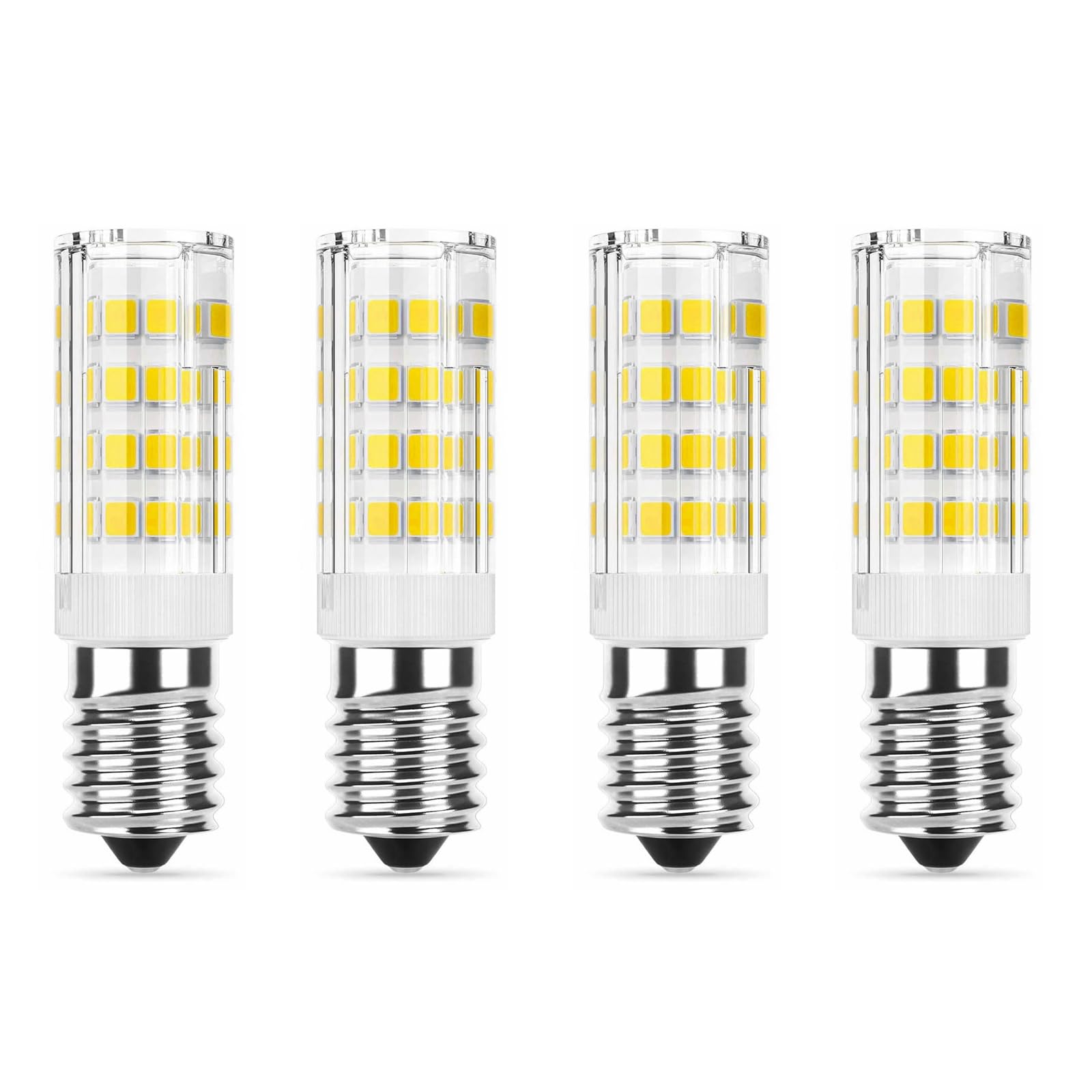 HUAMu E14 Base 52 SMD 2835 LED Light Bulb,5W, 6000K (Daylight White) 600-700LM, Equivalent to 50W Halogen Lamp Replacement, AC 200V-240V, 360 Omni-Direction Beam Angle, Non-dimmable, Pack of 4