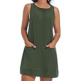 Women Overall Dress Corduroy Round Neck A Line Skirt Sleeveless Crewneck Vintage Overall Jumper Mini Dress with Pockets