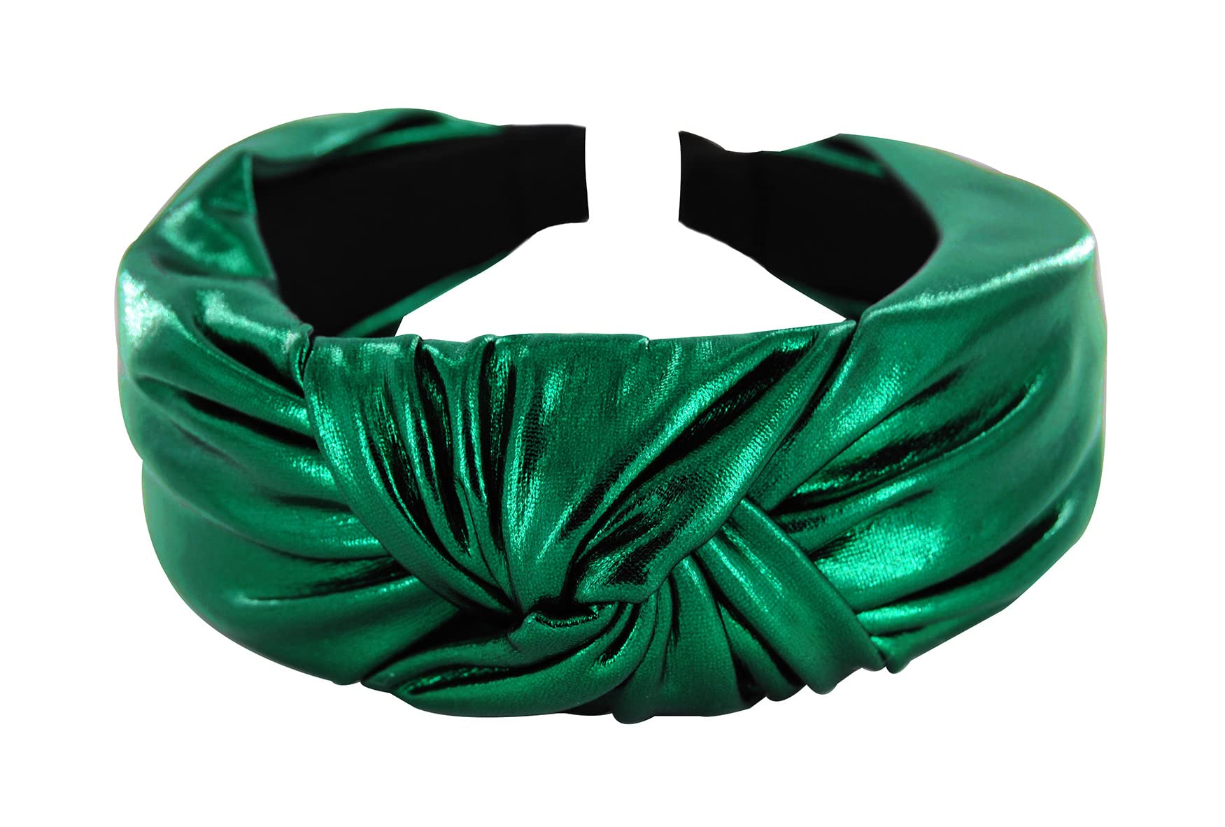 axy Wide Hair Band with Knot Metallic Colour - Women's Headband in Metallic Look Headband Hair Accessories HR35G (Green)