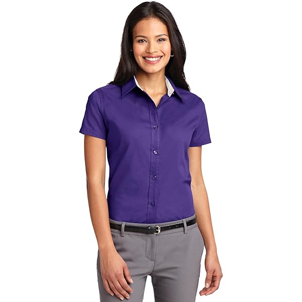 Port Authority Women's 3/4-Sleeve SuperPro Twill Button-Down Shirt