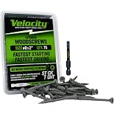 Velocity Exterior 2 Inch Wood Screws DIY Pack (Size #8) Fence Screws for Wood, Stick Tight Technology, Made with Carbon Steel, Includes 1 Hexstix Drive Bit (75 Pieces)