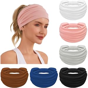 6Pcs Wide Headbands for Womens Hair Bands Non Slip Boho Sweat Turban Daily | Soft breathable fabric gentle fit no head pressu